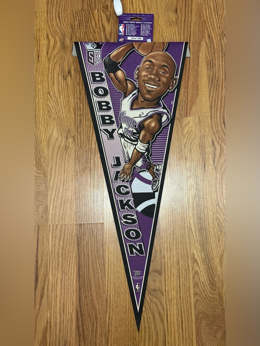 Vintage Bobby Jackson Sacramento Kings NBA Felt Pennant